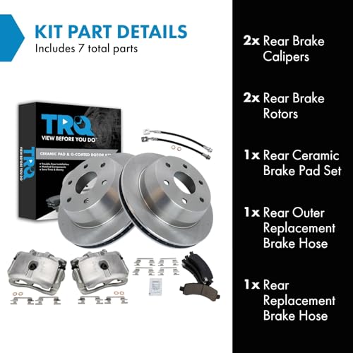 Image of TRQ Brake Pad & Rotor Kit Ceramic Compatible with 2004-2006 Cadillac Escalade 2002-2006 Chevrolet Avalanche 1500 Suburban 1500 Tahoe GMC Yukon 2003-2006 Yukon XL 1500