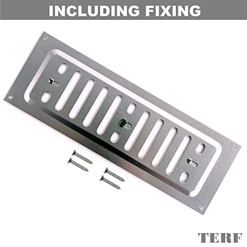 TERF® 9'' X 3'' Open and Close Adjustable Aluminium Air Vents 9'' X 3'' (225mm X 75mm) Single Brick Hit & Miss Sliding Adjustable Ventilation Plate Grille Cover including Fixing Screw - Image 2