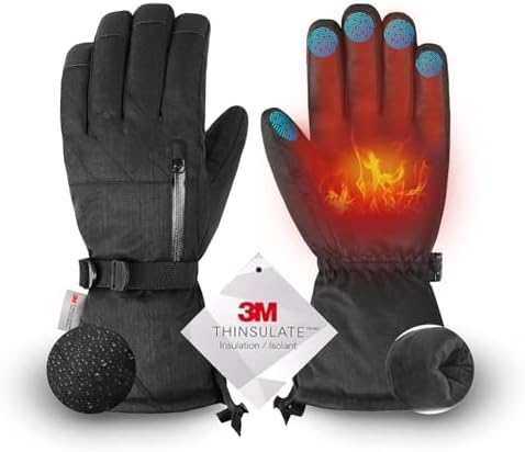 Winter Gloves for Men and Women, 3M Thinsulate Waterproof Snowboard Gloves, Touchscreen Snowmobile Gloves for Cold Weather