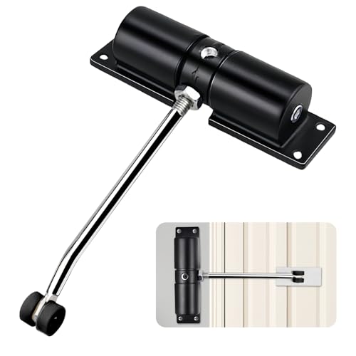 Spring Automatic Door Closers, Adjustable Force Safety Automatic Door Closers, Silent Door Closer with Adjusting Rods and Screws for Commercial and Household Adjustable Door Closer