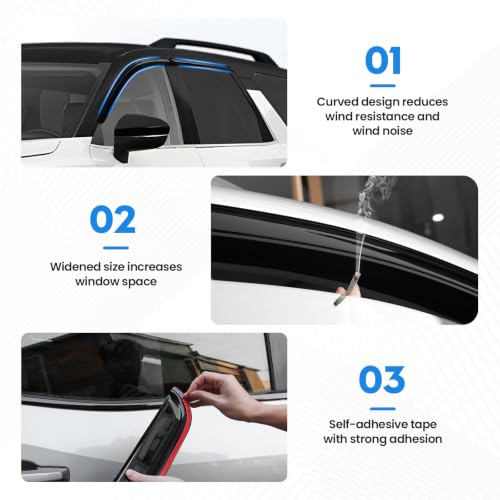 Image of Pathfinder Rain Guards - Window Visors for Nissan Pathfinder 2022-2026, Out-Channel Side Window Rain Guards for Pathfinder Accessories, 4PCS, Black, Car Accessories