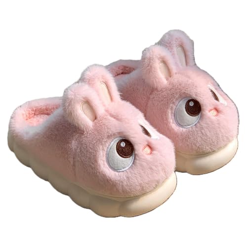 Women's Bunny Slippers Cute Animal Fuzzy Memory Foam Cotton Anti-Skid Thick Rubber Sole Rabbit Head Home Shoes Indoor Outdoor