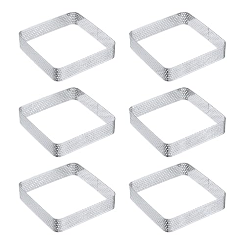 Anillos cuadrados para tartas de 3.5 pulgadas, moldes acero inoxidable, 6 uds. 2