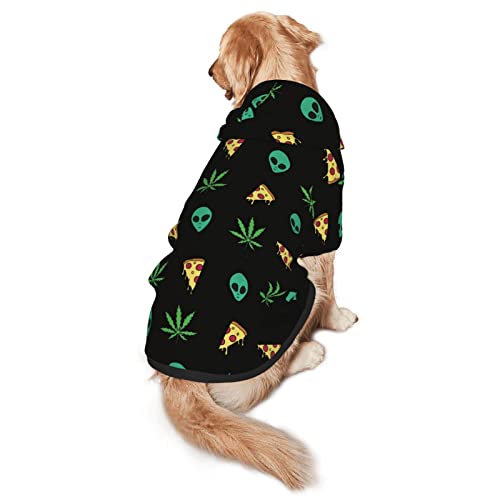 Pizza Weed Leaf Dog Hoodies?Dog Clothes with Pocket and Hat Winter Clothes Sweaters for Medium Large Dogs Girl Boy Pets' Clothes Outfits