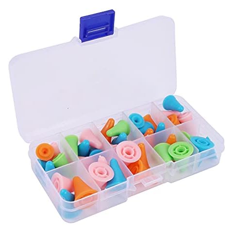 YIZAN 40 Pieces Needle Point Stoppers Needle Point Protectors Needles Knitting Accessories with Plastic Storage Box, 2 Sizes, Orange,Green,Random Cover