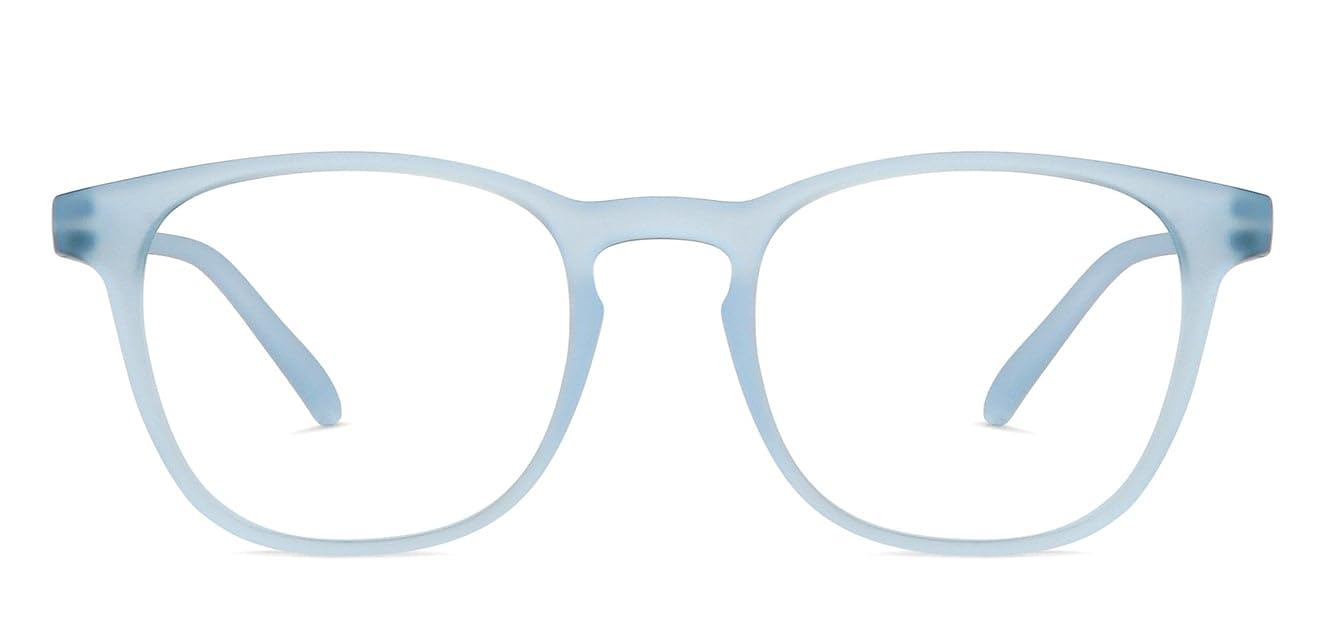HUSTLR Powered Reading Glasses (+2.00) with Bluecut & Antiglare coating | As Seen On Shark Tank | Light Frames | Sky Blue Full Rim Square | For Men & Women | Medium | LH R17369-image-4