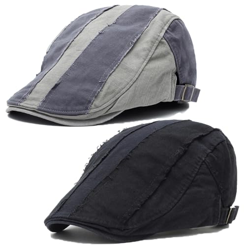 Chapeau de taxi Gatsby pour homme, casquette de lierre noire et grise en coton