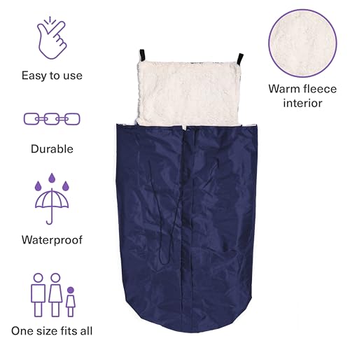 BRAMBLE Fleece Gevoerde Rolstoel Beenhoes met Binnenzak (Donkerblauw) - Rolstoel Voetenzak - Warm en Waterdicht - Scootmobiel, Handmatige en Elektrische Rolstoelen - Afbeelding 6