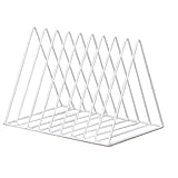 Home Office Magazine Holder Triangle Shape Document File Stand,White 9 Slot Newspaper Organizer Book Rack
