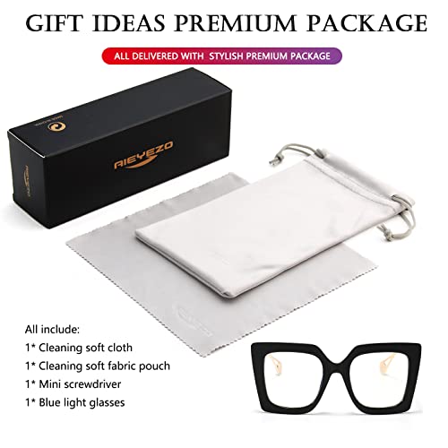 AIEYEZO Oversized Blue Light Glasses for Women, Anti Fatigue Prevent Headache Computer Eyeglasses (Black) by AIEYEZO - Image 5