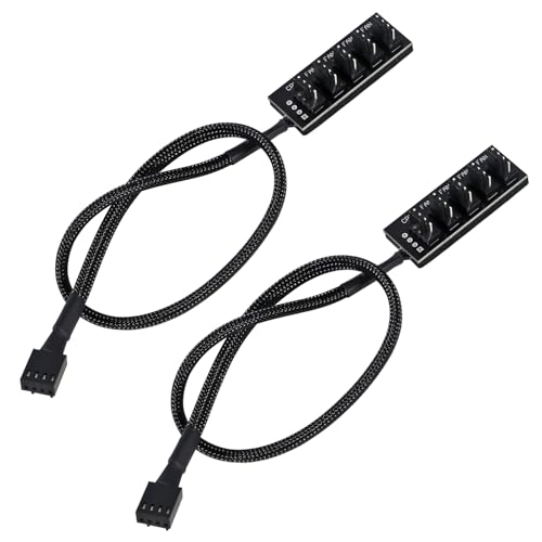 UMLIFE 2-Pack 4-Pin PWM Fan Hub - 1 to 5 Way Splitter Power Supply Cable for PC Motherboard Case Cooling - Extension Cord for ATX Computer 4-Pin and 3-Pin Fans