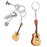 Abdo&FetnaGallery Handcrafted Pine Wood Guitar Keychain - Gifts for Music Lovers and Musicians, Musical Instrument Keychain – Mahogany and Black Color, 1 Count
