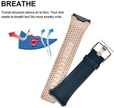 CAGOS Compatible with Fitbit Ionic Bands Men Women, Breathable Genuine Leather Straps Replacement Accessories Wristbands for Fitbit Ionic Smart Watch (Dark Blue, Large(6.29''-8.66''))