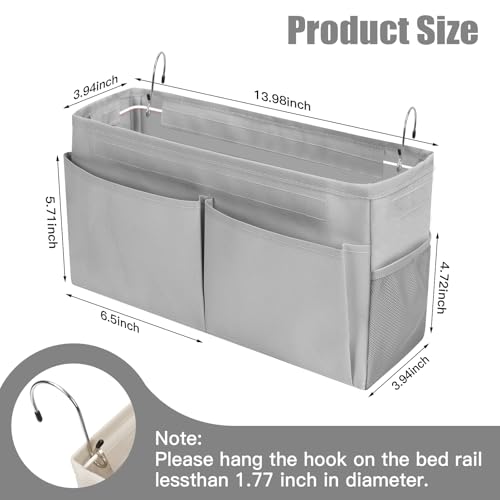 Chewlish Bedside Caddy Organizer with Fixed Straps, Bunk Bed Caddy ideal for Home, Bunk Bed, Dorm, Hospital, Crib, Versatile Bedside Storage Solution (Grey) by Chewlish - Used condition - Image 2