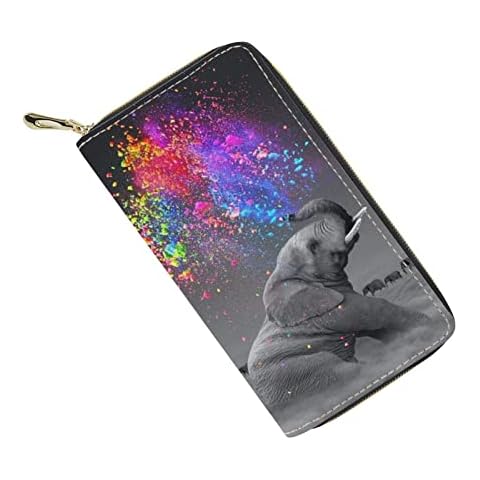 Belidome Color Elephant Women Wallet Purse for Women Men Leather Phone Bag Cover