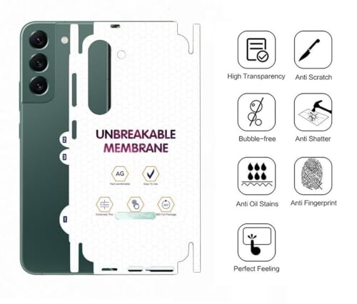 Image of DD SON Matte Finish Full Body Cover Back Protector Compatible with Samsung Galaxy S22 5G | Unbreakable Membrane Scratch Guard Full Fit Protective, Case Friendly, (Back & Side) (Pack of 1)