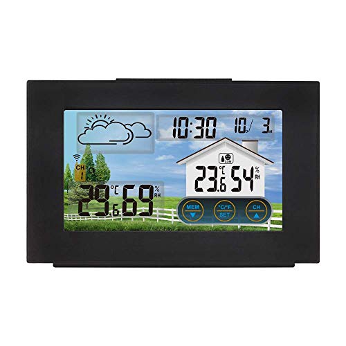 Wetterstation Temperatur 3-Kanal-Feuchtigkeitsmesser Home Indoor Outdoor Hygrometer Thermometer Wetterstation mit Uhr