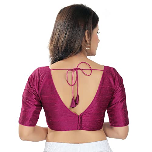 Image of Vamas Women's Silk Padded Self Design Half Sleeve Readymade Saree Blouse (VFJ-140)