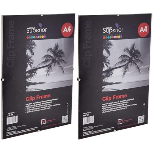 Stewart Superior A4 Back Loading Clip Frame with Plexi Safety Glass (Pack of 2)