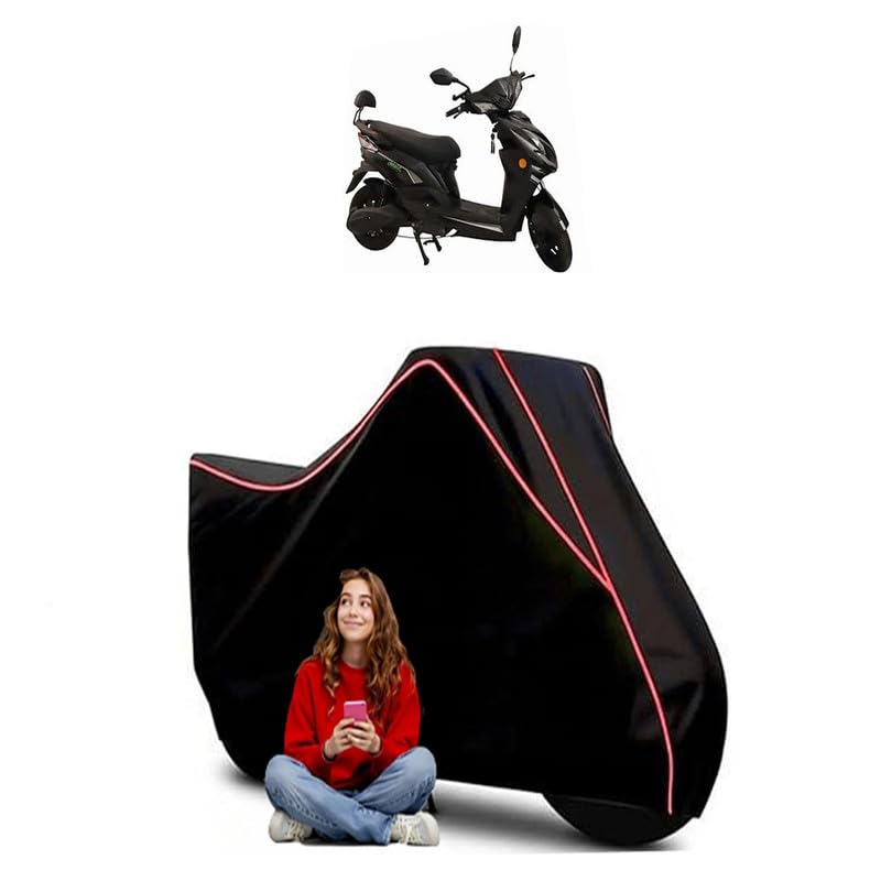 Image of e-Bike Scooty Bike Cover Water Resistant Outdoor Use Universal Fit Scooters Motorcycles Heavy Duty UV Protection Dust Rain Scratch Resistant Elastic Bottom Black Blue Piping