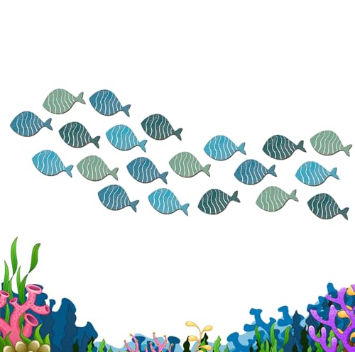 20 Pcs Metal Fish Wall Decor Wall Art Hanging Decorations Outdoor Indoor Sculptures for Garden Fence Pool Home Porch 4 Colors(Fish)
