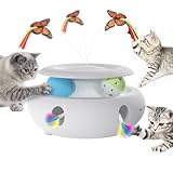 Picture of Scsuupoee Cat Toys,3-in-1 Interactive Cat Toys for Indoor Cats,Rechargeable Automatic Interactive Cat Toy with Fluttering Butterfly,Smart Sensor 6 Holes Mice Whack-A-Mole and Track Balls, White