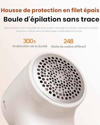 GAIATOP Rasoir de Tissu Rechargeable pour Pull, Anti-Peluches, Affichage numérique Intelligent, pour vêtements et Meubles, Blanc (1 pièce) – vue 4