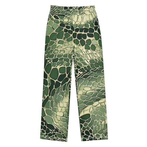 Boys' Pants Green Snakeskin Texture Long Bottoms Jogger Pants Elastic Waist Trousers with Pockets S-XL