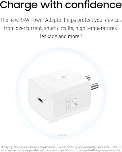 Image of Original 25W Charger Type C with USB C to C Super Fast Charging Cable for Sam-Sung Galaxy S24 Ultra /S24 /S24+ /S23 Ultra /S23 /S23+ /S22 Ultra /S22+ /S22, Galaxy Tab White (Cable Included) (DEC178)