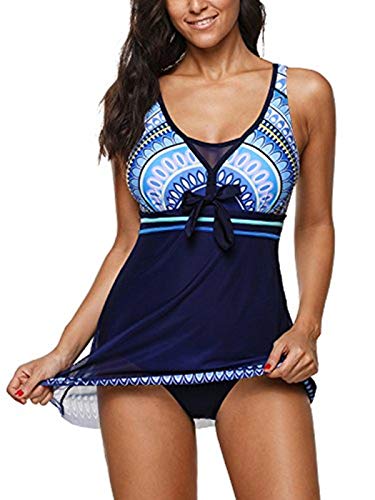 American Trends Womens One Piece Retro Swimsuits Swim Dress Cover Up Tummy Control