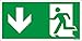 Hochwertiges Notausgangsschild UNTEN Symbol-Schild, Gr.: 300 x 150 mm, langnachleuchtende Kunststoffplatte mit selbstklebender Schaumschicht grün, EXTRA-N 10/70 60/7 - 600 DIN 67510​, nach ISO 7010