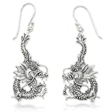 NOVICA Sterling Silver Dragon Dangle Earrings 'Dragon Splendor'