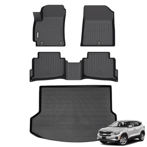 Wailtnb- Floor Mats & Cargo Mats Set Fit Kia Seltos 2020-2023 (with Subwoofer) All Weather Floor Liners for Kia Seltos 2020-2023 Cargo Trunk Liner Accessories for Kia Seltos 2023 2022 2021 2020