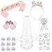 Lre Co. Ensemble de 16 Gadgets de Partie de Bachelorette, Bride to be Bride, Kit de Mariée de Partie de Bachelorette, Tatouages ​​et épingles de Mariée D'équipe, Bandeau de Diadème