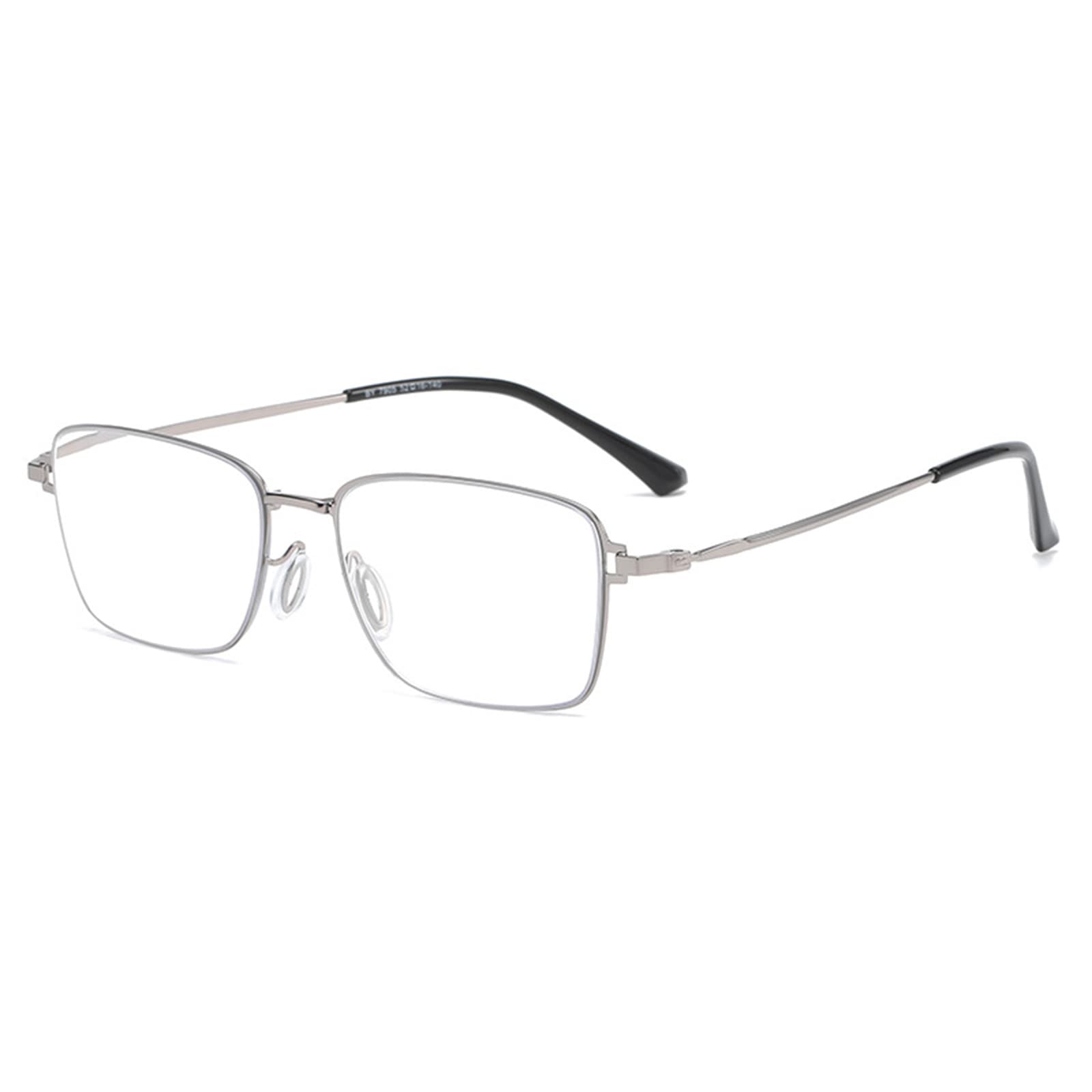 Gafas de Lectura para Hombres Gafas cuadradas de Metal con Montura Completa Anti-Blue Light Gafas para Ancianos Ligeras y cómodas Gafas antideslumbrantes,Silver-+3.00