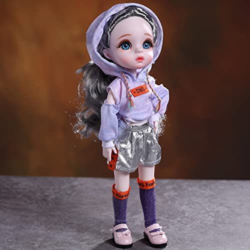 Aongneer Ball Jointed Doll, 1/6 Anime Doll 12 Inch BJD Doll with 30 cm Cute Doll Outfit and Doll Accessories, as Collector Dolls for Girls More Than 5 Years Old, Gifts Thanksgiving Day-Silvia