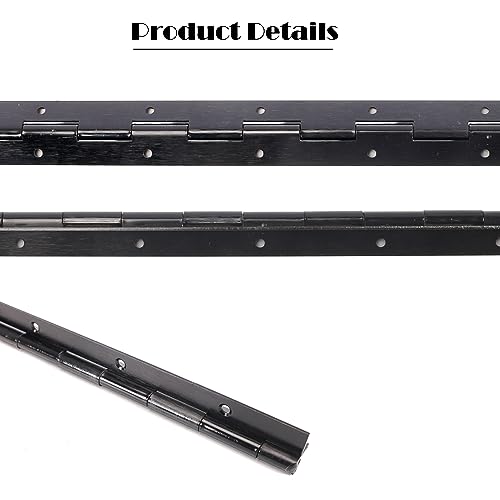 2-Pack 18Inch Black Continuous & Piano Hinges, 1.2" Open Width, 0.04" Thick Stainless Steel Hinge With Hole And Screws, Furniture Hinges For Cabinet Door Cases Storage Box #TOP1