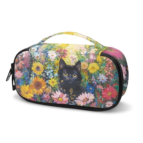 Mumeson Black Cat Floral Insulin Bag