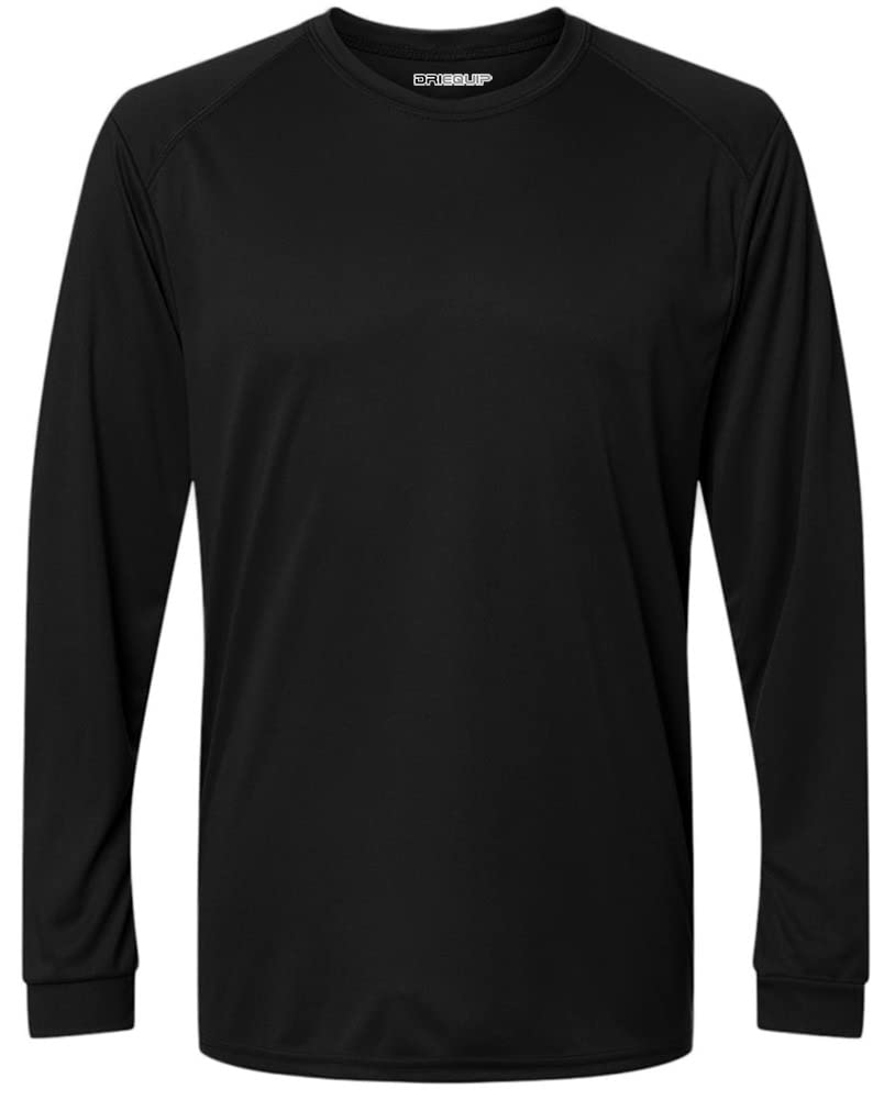 DRIEQUIP Men's UPF 50 UV Sun Protection Performance Long Sleeve T-Shirt -S-Black