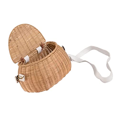 Cabilock Children Bike Basket Wicker Bike Scooter Tricycle Basket Childrens Basket Finely Woven Backpack With Lid Shoulder Strap Front Handlebar Basket Rattan Basket For Kids Handlebar Bike Basket #TOP7