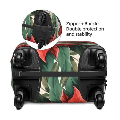 Winter Christmas Plant Flower Travel Luggage Cover for Suitcase Anti-Scratch Fashion Suitcase Protector Washable Elastic Baggage Covers Fits 29-32 Inch Luggage for Travel Beach Holiday4