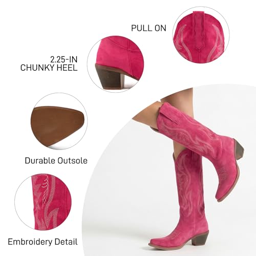 Image of Women's Mid Calf Cowboy Boots Western Pointed Toe Embroidered Boots