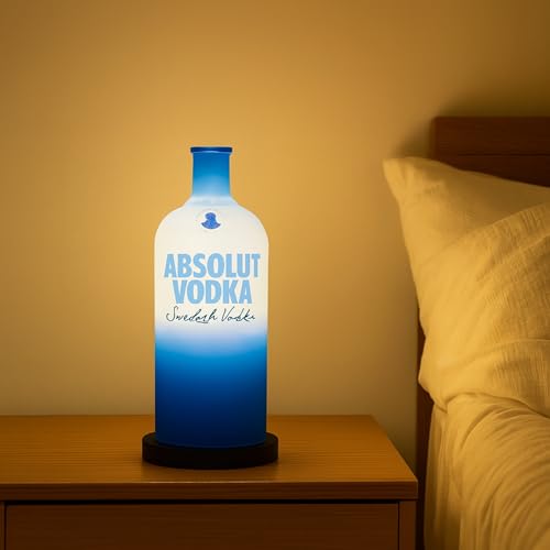 Upcycled Vodka Decorative Bottle Lamp with Wooden Base & Built-in...
