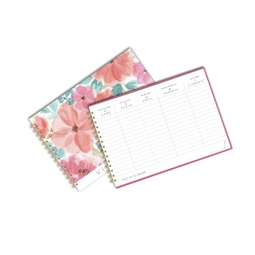 Image of Visitor Book - 8 x 12 Inches | Wiro Bound Guest Register for Hotels, Offices, Exhibitions, Boutiques & Business Use | Medium Size Visitor Log Book for Reception & Front Desk