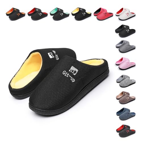 Git-up Espuma de Memoria Zapatillas de Estar por Casa para Hombre y Mujer Suave Cómodas Cálidas Amplio Ancho Pantuflas Interior Exterior Suela Antideslizante, 42/43 Amarillo