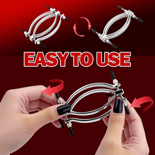 Image of Vaginal Spreader Metal Adjustable Clit Clamp with Sex Leash Stainless Steel Vaginal Clamps BDSM Toys Labia Pussy Spreader Bondage Restraints Fetish Kinky Sex Toys for Women Couples Beginners