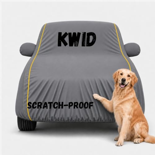 Image of Waterproof Car Cover for Kwid | Soft Cotton Lining Heavy Duty Triple Stitched Heat Resistant Outdoor Cover Comes with Mirror and Antenna Pocket Full Bottom Elastic (Zig Zag Grey)