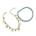 Produktbild YooAi 2 Stücke Pailletten Türkis Fußkettchen Doppelschichten Runde Perle Fuß Kette Armband Für Frauen Gold