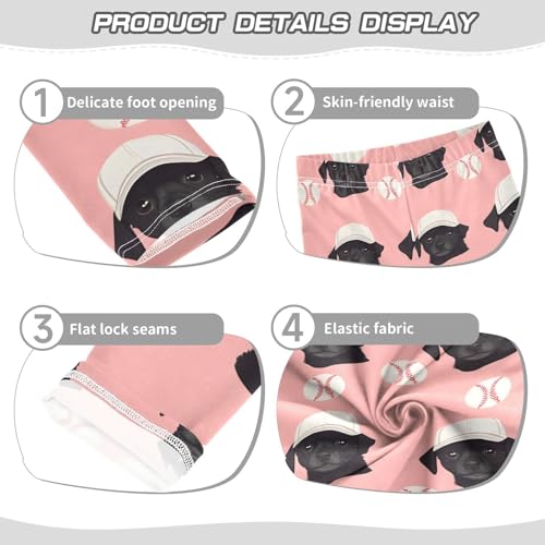 ALAZA Girls' Leggings Children's Yoga Pants Skinny Printed Dance Baseball Hat Dog Comfortable 4T2
