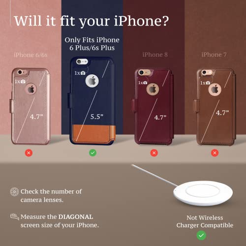 Lupa Iphone 6S Plus Wallet Case, Iphone 6 Plus Wallet Case, Durable And Slim, Lightweight With Classic Design & Ultra-Strong Magnetic Closure, Faux Leather, Navy Blue, For Apple Iphone 6S Plus/6 Plus #TOP2